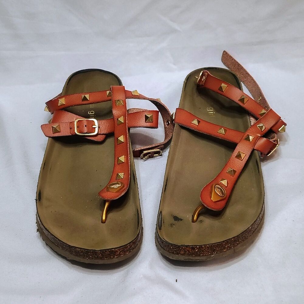 Madden Girl Studded Thong Sandals Dark Orange Tan Size 9M-10M? Summer Chic